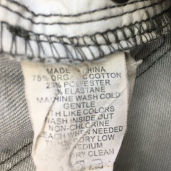 PRANA Gray Print Organic Cotton Blend 5 Pocket Logo Hardware Jeans - Picture 3 of 12